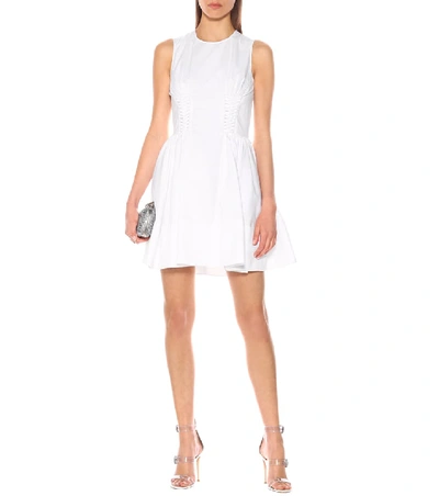 Shop Alexander Mcqueen Lace-up Cotton Dress In White