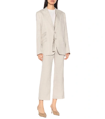 Shop Stella Mccartney Cropped Linen-blend Pants In Beige