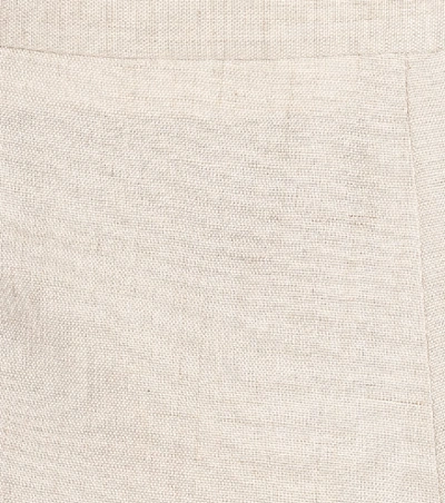 Shop Stella Mccartney Cropped Linen-blend Pants In Beige