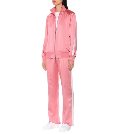 Shop Moncler Satin Track Jacket In Pink