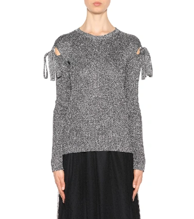 Shop Red Valentino Metallic Lamé Sweater In Silver