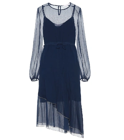 Shop See By Chloé Chiffon Midi Dress In Blue