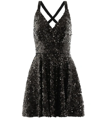 Shop Dolce & Gabbana Sequined Minidress In Black