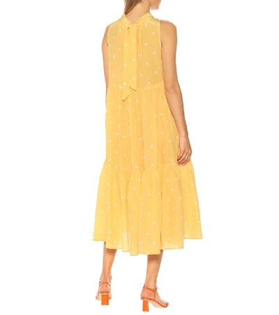 Shop Asceno Polka-dot Silk Crêpe Midi Dress In Yellow