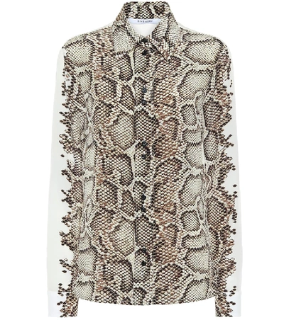 Shop Givenchy Snake-print Silk Shirt In Beige