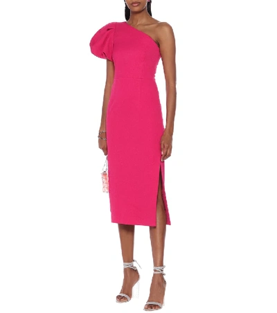 Shop Rebecca Vallance Natalia One-shoulder Jacquard Dress In Pink