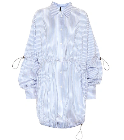 Shop Ben Taverniti Unravel Project Striped Silk And Cotton Shirt In Blue