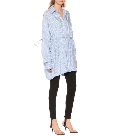 Shop Ben Taverniti Unravel Project Striped Silk And Cotton Shirt In Blue