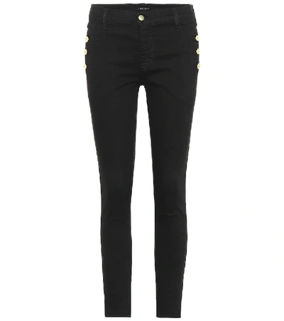 Shop J Brand Zion Cropped Mid-rise Skinny Jeans In Black