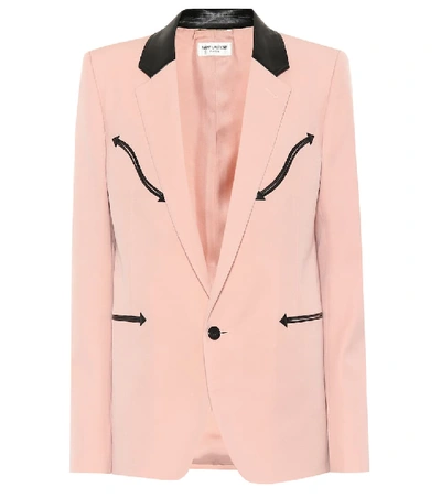 Shop Saint Laurent Western Grain De Poudre Blazer In Pink