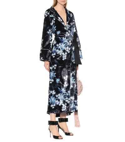 Shop Johanna Ortiz New Sunrise Velvet Kimono In Blue