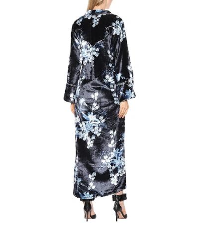 Shop Johanna Ortiz New Sunrise Velvet Kimono In Blue