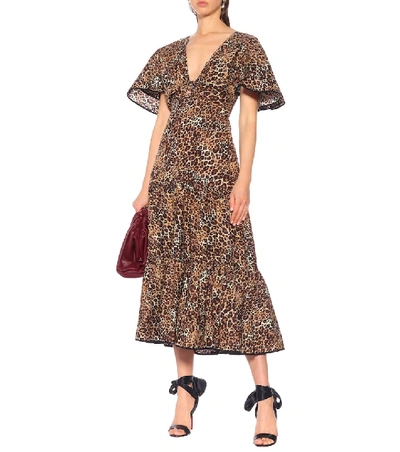 Shop Johanna Ortiz Animal Jewel Cotton And Silk Dress In Brown