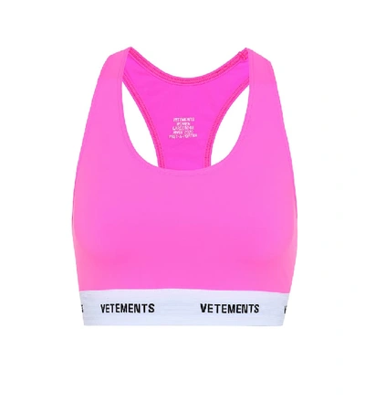 Shop Vetements Stretch Crop Top In Pink