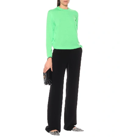 Shop Balenciaga Bb Mode Virgin Wool Sweater In Green