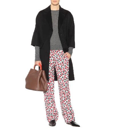 Shop Marni Printed Crêpe Trousers In Multicoloured