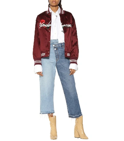 Shop Undercover Silk Bomber Jacket In Red