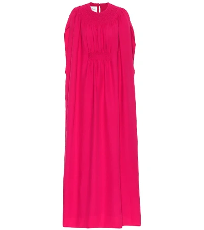 Shop Valentino Cape Silk Gown In Pink