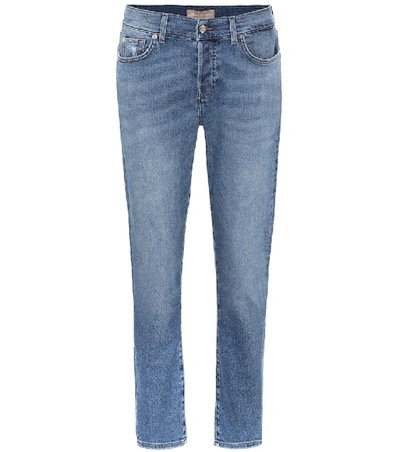 Shop 7 For All Mankind Asher Mid-rise Cropped Jeans In Blue