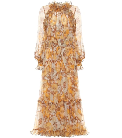 Shop Zimmermann Super Eight Ruffled Silk Maxi Dress In Orange