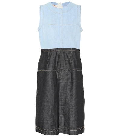 Shop Marni Two-tone Denim Dress In Blue