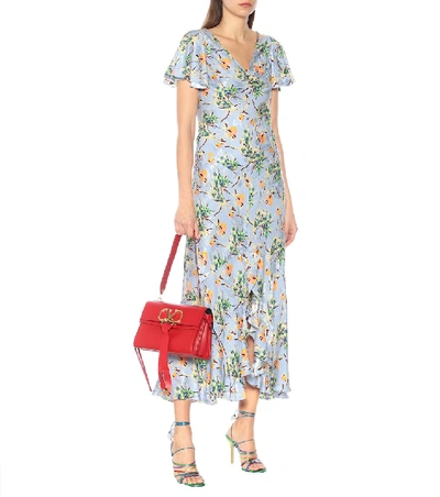 Shop Etro Floral Silk-blend Maxi Dress In Blue