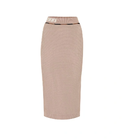 Shop Fendi High-rise Mesh Skirt In Beige