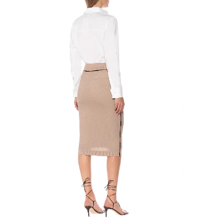 Shop Fendi High-rise Mesh Skirt In Beige