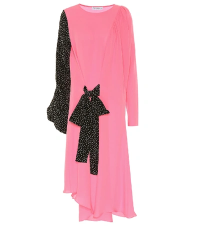 Shop Jw Anderson Silk Crêpe Midi Dress In Pink
