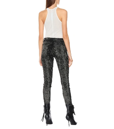 Shop Amiri Stack Snake-print Skinny Jeans In Black