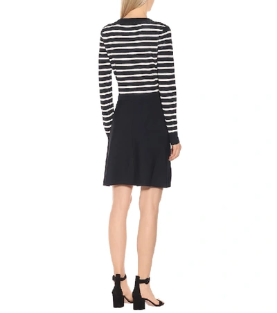 Shop Red Valentino Love You Striped Knit Dress In Blue