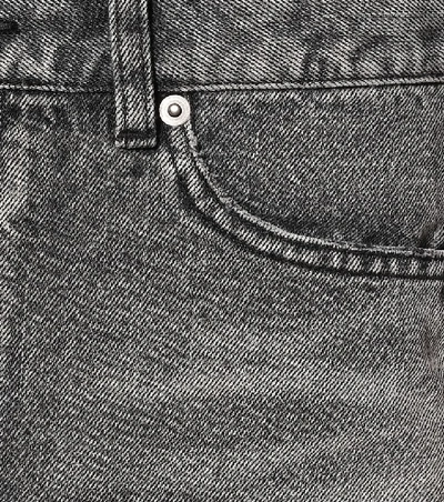 Shop Saint Laurent Denim Mini Shorts In Grey