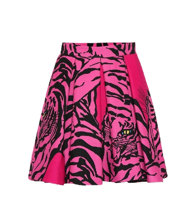 Shop Valentino Printed Silk And Wool Skirt In Pink