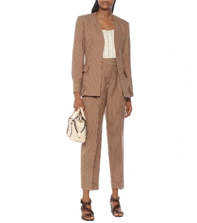 Shop Chloé Pinstripe Virgin Wool Blazer In Brown