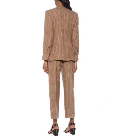 Shop Chloé Pinstripe Virgin Wool Blazer In Brown