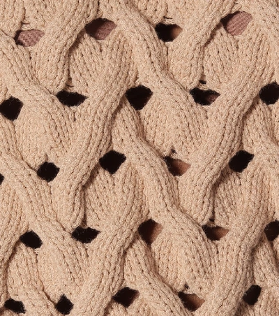 Shop Brunello Cucinelli Open-knit Cotton-blend Sweater In Beige