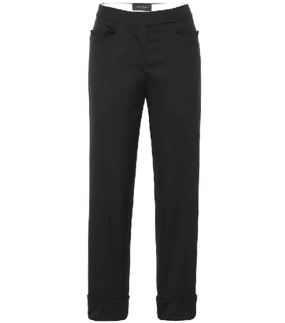 Shop Simone Rocha Mid-rise Straight Wool Pants In Black