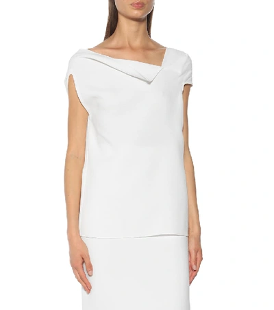 Shop Roland Mouret Raywell Wool-crêpe Top In White