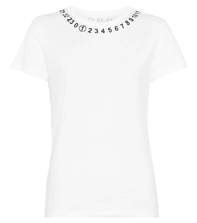 Shop Maison Margiela Printed Cotton-jersey T-shirt In White