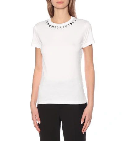 Shop Maison Margiela Printed Cotton-jersey T-shirt In White