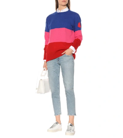 Shop Moncler Striped Cashmere Sweater In Multicoloured