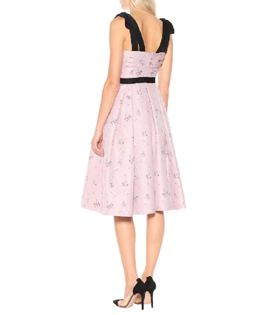 Shop Carolina Herrera Floral Cotton And Silk-blend Dress In Pink