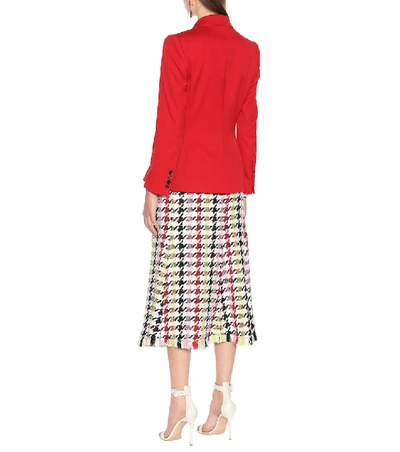 Shop Oscar De La Renta Stretch-wool Blazer In Red