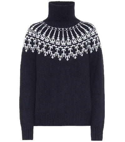 Shop Tory Sport Merino Wool Turtleneck Sweater In Blue