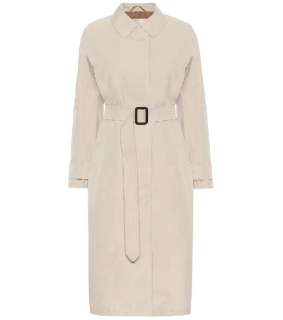 Shop Max Mara Belted Cotton Trench Coat In Beige