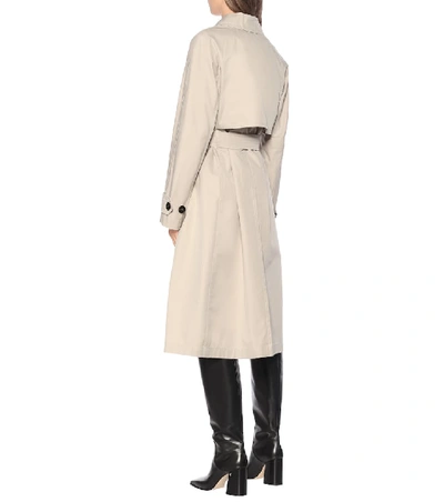 Shop Max Mara Belted Cotton Trench Coat In Beige