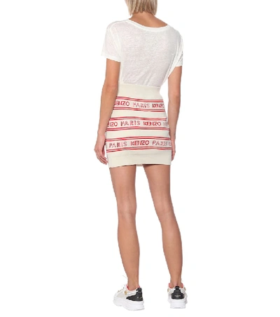 Shop Kenzo Logo Cotton-blend Miniskirt In White