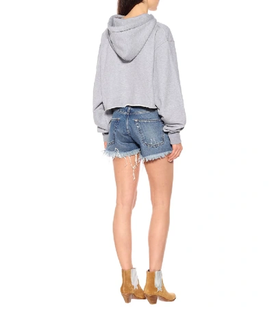 Shop Alanui Cotton And Cashmere Hoodie In Grey