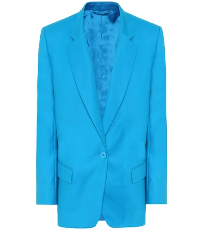 Shop Attico Bianca Stretch-cotton Blazer In Blue