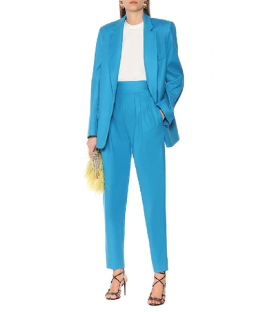 Shop Attico Bianca Stretch-cotton Blazer In Blue